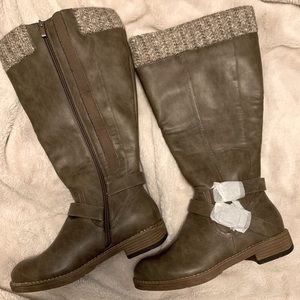 Knee high sweater boots